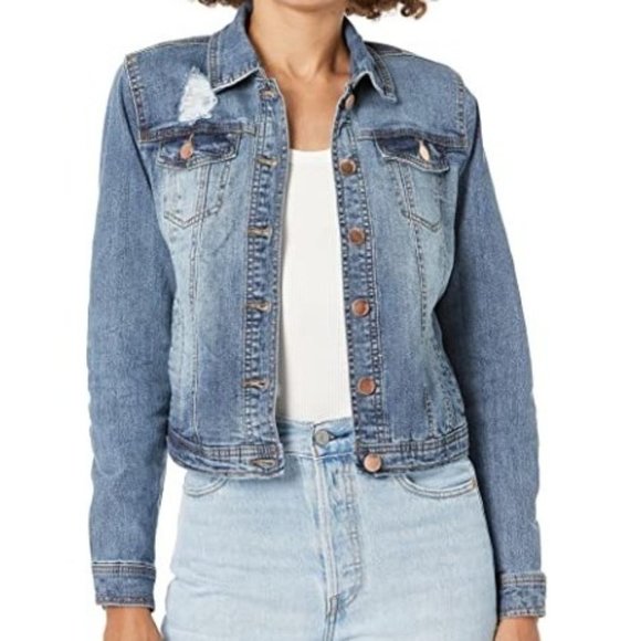 dollhouse Denim Jacket Medium Junior Distressed - Picture 1 of 7
